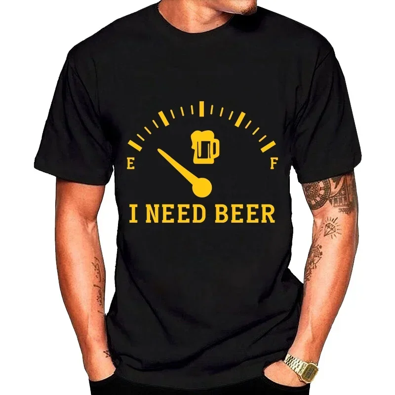 

Футболка I NEED BEER для мужчин, модная трендовая футболка унисекс, рубашка с коротким рукавом, футболки с круглым вырезом, Повседневная Свободная черная одежда, топы большого размера