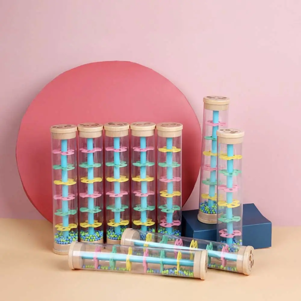 

Wooden Rainbow Hourglass Rain Sound Toys Instrument Toy Rattles Rainstick Rain Rainmaker Kids Rain Stick Musical Toy