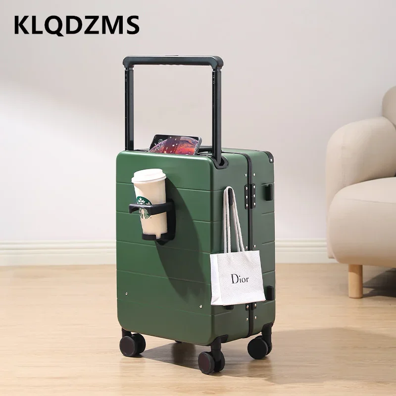 KLQDZMS Rolling Suitcase PC Aluminum Frame Boarding Box 20 “24” 26 Inches Large Capacity Trolley Case Men with Wheels Suitcase