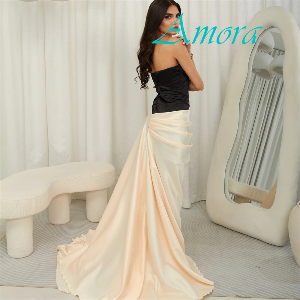 Элегантное атласное вечернее платье без бретелек по индивидуальному заказу, сексуальные платья для выпускного вечера без рукавов, нежные контрастные цвета, платья для особых случаев