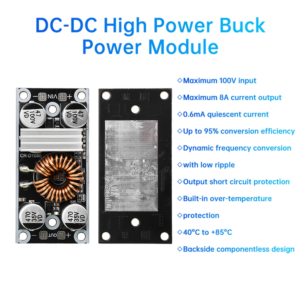 High Current 8A DC-DC Step down Converter Module 9V 15V 27V-100V to 5V 12V 24V Fixed Output Buck Power Supply Module
