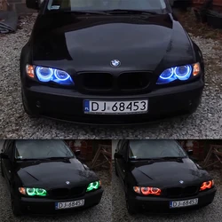 For BMW 3 Series E46 Compact 2001 2002 2003 2004 2005 16 colors RGB Angel Eyes LED  Rings RF Wireless Control DRL