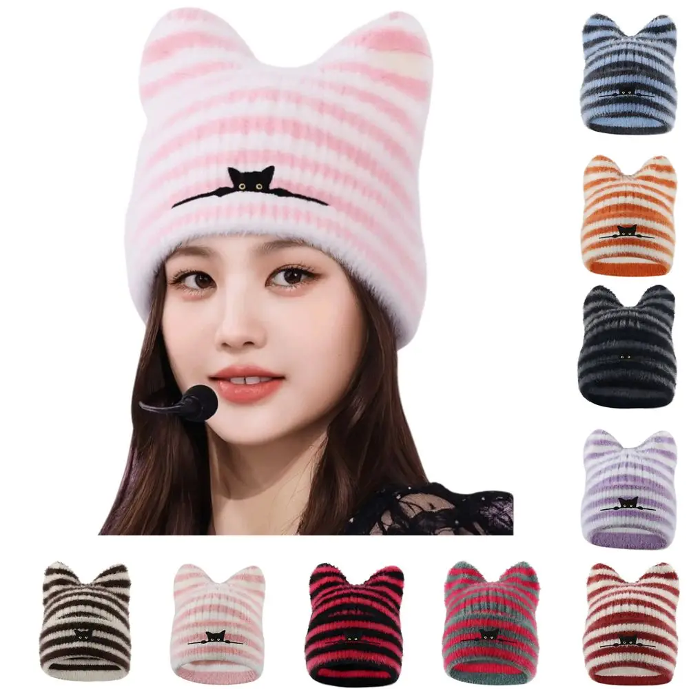 موضة الدفء المرأة القط الأذن محبوك قبعة الباردة برهان سميكة البلوز قبعة يندبروف غطاء الأذن قبعة الخريف والشتاء