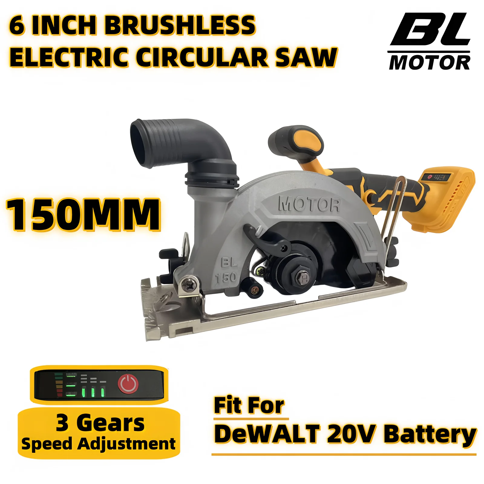 

150MM Brushless Electric Circular Saw External Rotor Cordless High Power Cutting Woodworking Power Tools Fit Dewalt 20V Battery