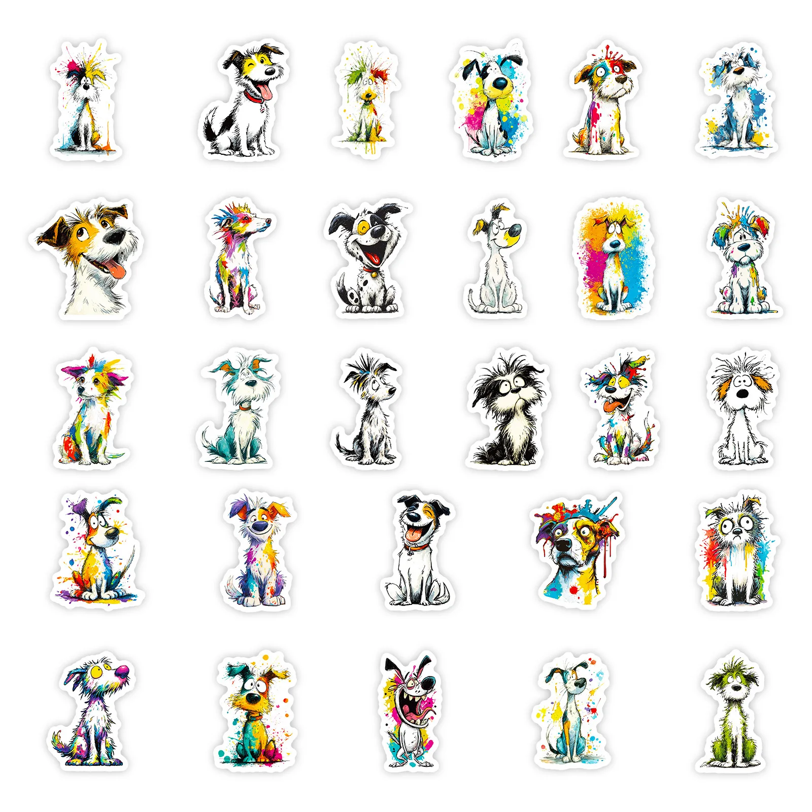 56PCS Creativity Animal Cartoon Stickers Cute Dog Hand Drawn Graffiti Decoration DIY Toys Laptop Guitar Bike Skateboard Decals