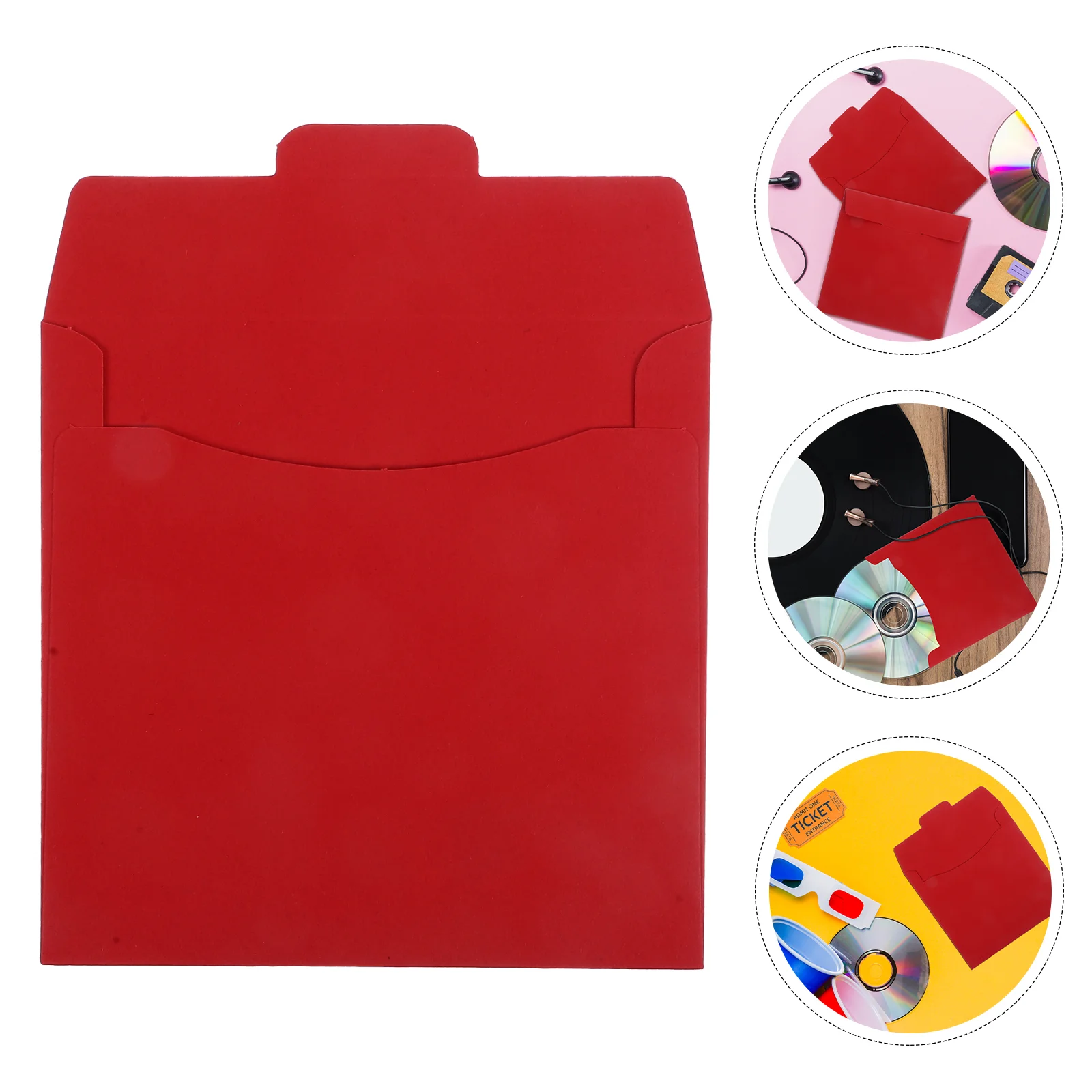 20 Pcs Envelope CD Bag DVD Kraft Paper Packaging Wedding Photography Advertising Information (red) Sheets Blank Sleeves Covers