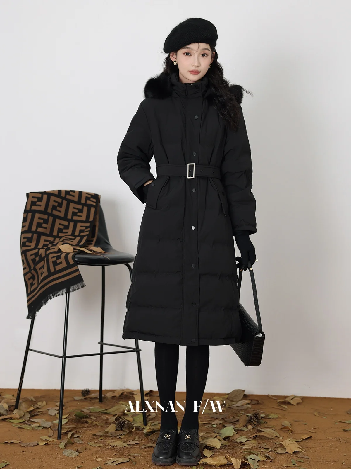 

Пуховик South Deer 2025 с воротником из натурального меха, белый, теплый, с длинными рукавами, средней длины, прямого кроя, для повседневной носки