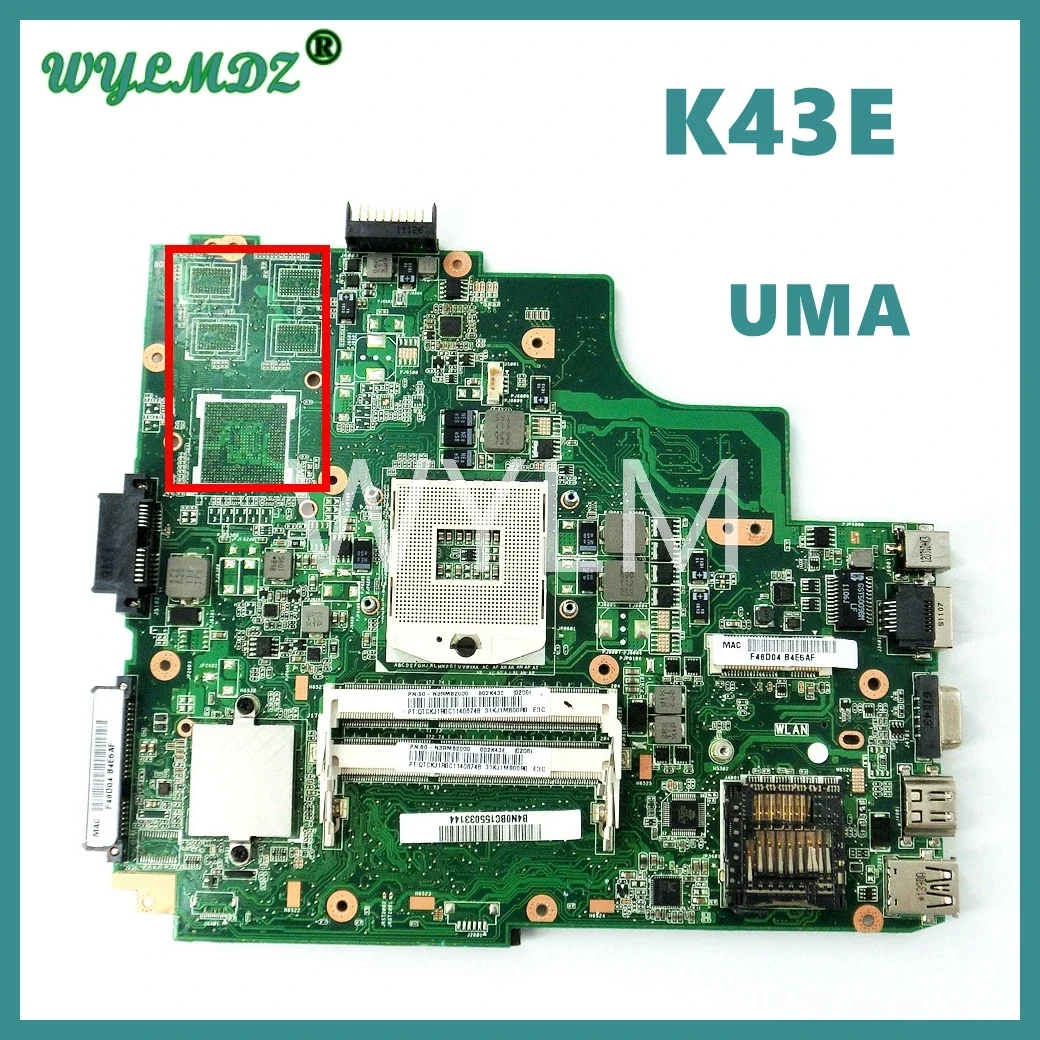 K43SD UMA or GT610M/2G Laptop Motherboard For ASUS X43S K43S A43S P43S A43SD K43SD A43S A84S K43SD A83S K43E Notebook Mainboard