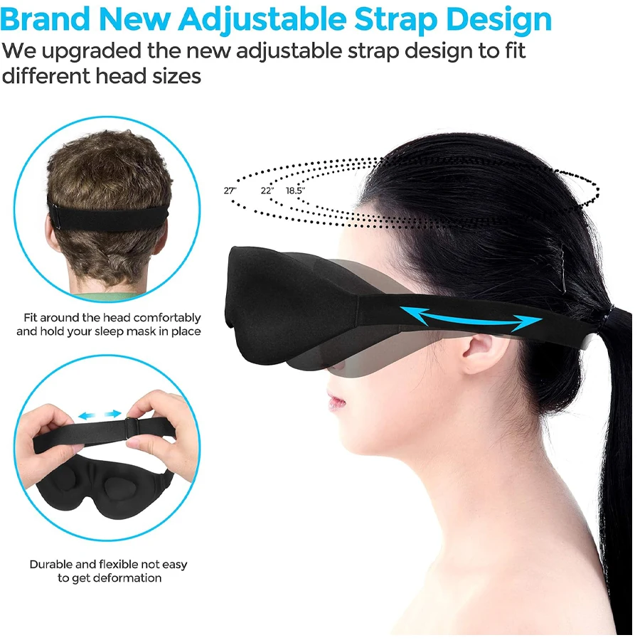 قناع النوم للنوم الجانبي، حجب الضوء للنوم للنساء والرجال معصوب العينين، غطاء عين خفيف الوزن للسفر #5