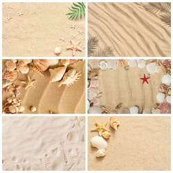 Summer Beach Photography Backdrop Tropical Seaside Beach Sand Starfish Shell Baby Birthday Holiday Party Background Photo Studio