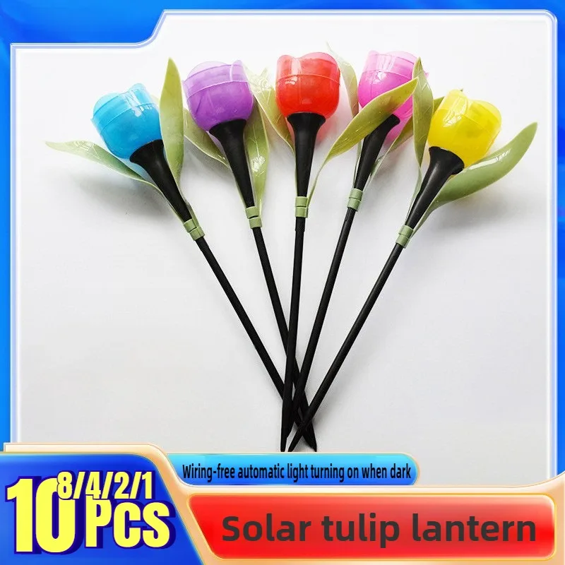 

Solar Powered Tulip Garden Lights IP44 Waterproof Auto on Off LED Outdoor Lighting for Yard Lawn Party Night Decoration
