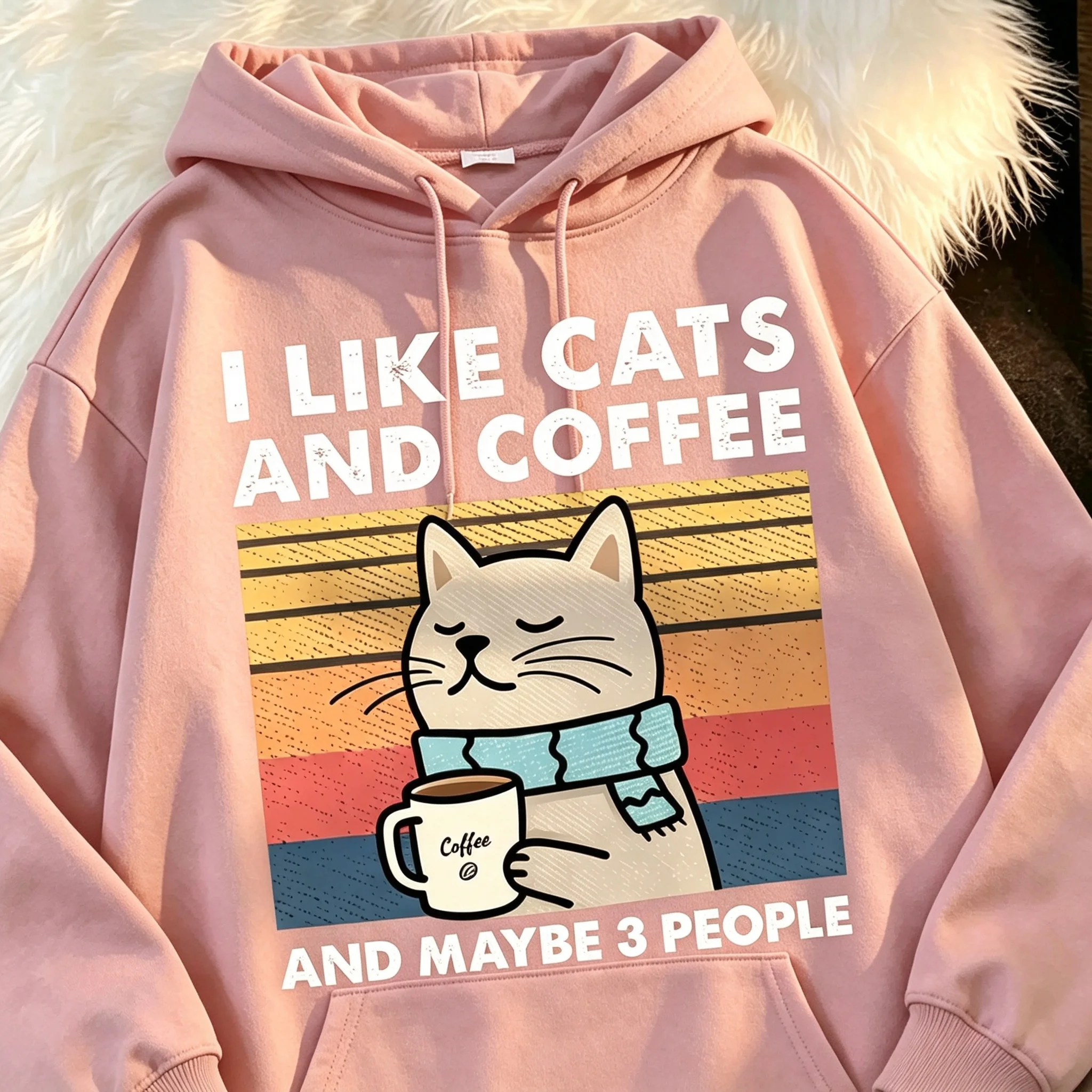 Ich mag Katzen und Kaffee Männer Frauen Hoodie T-Shirt Kleidung Hip Hop Lockerer Hoodie Mode Hoodie Streetwear Paar Kleidung – Detail 10