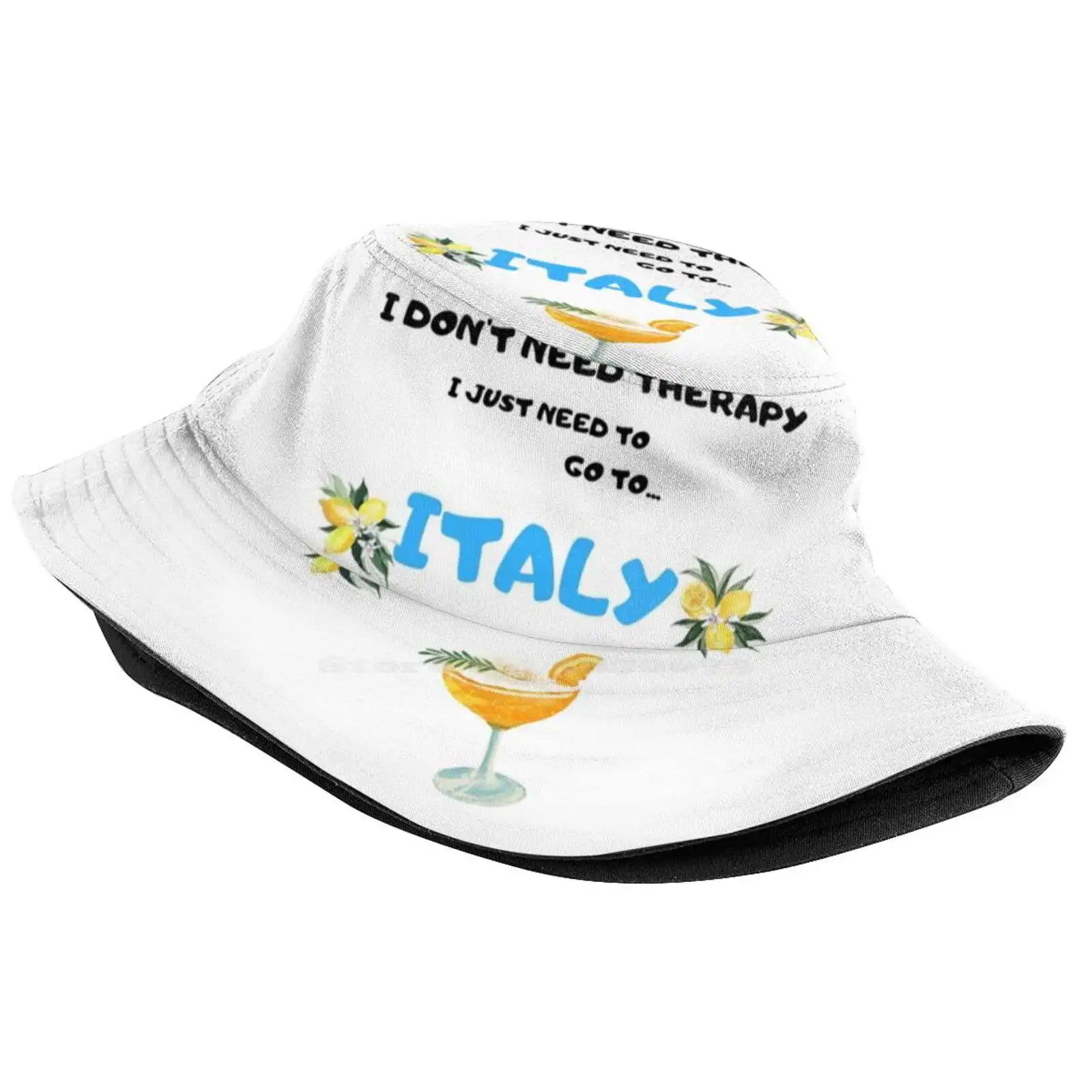 I Don'T Need Therapy I Just Need To Go To Italy Sun Cap Fisherman Hat Bucket Hats Italian I Dont Need Therapy Italy Flag