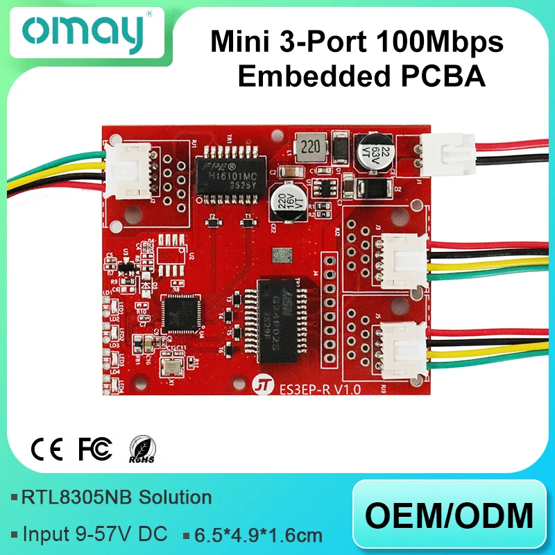 3/5-Port 10/100Mbps Fast Ethernet Embedded Switch PCBA Board LAN Module For Industrial Control UAV Internal Networking