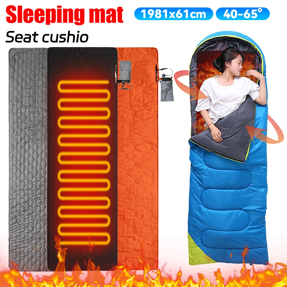 USB Heating Sleeping Mat Camping Heated Sleeping Mattress Heated Sleeping Bag Pad Camping Warming Mattress Camping Accessories