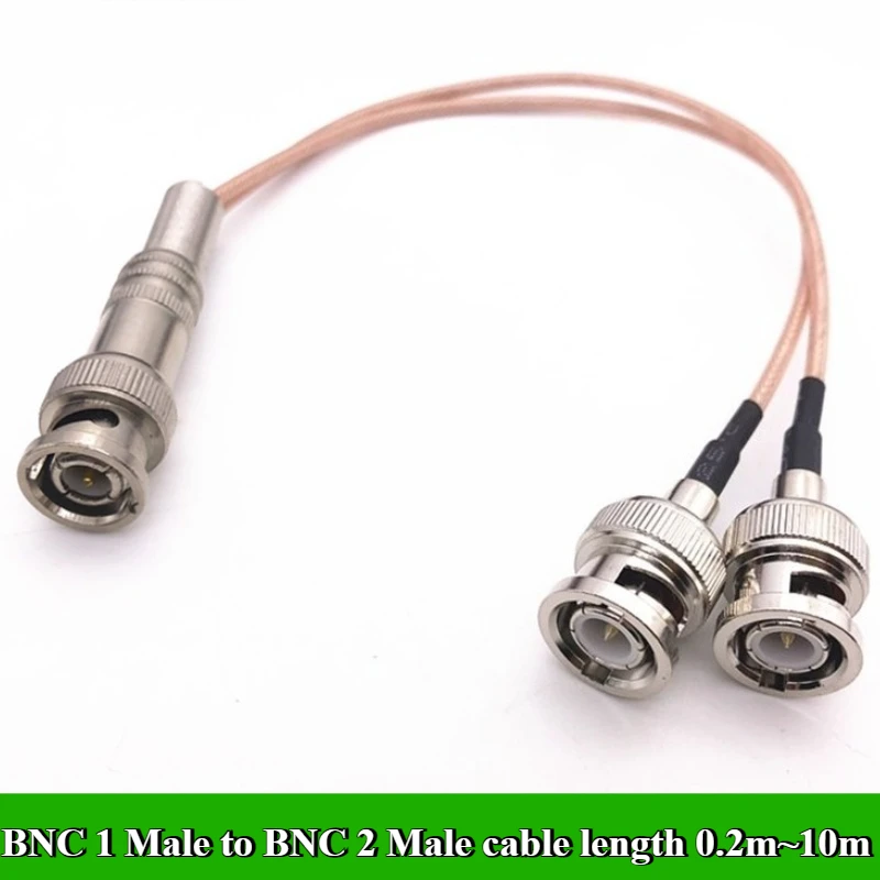 BNC 1 Male head to BNC 2/3/4 Male Plug RF Coaxial Connector Pigtail Jumper Cable 0.2m/0.3/0.4/0.5/0.6/1/1.5/2/3/4/5/6/7/8/9/10m