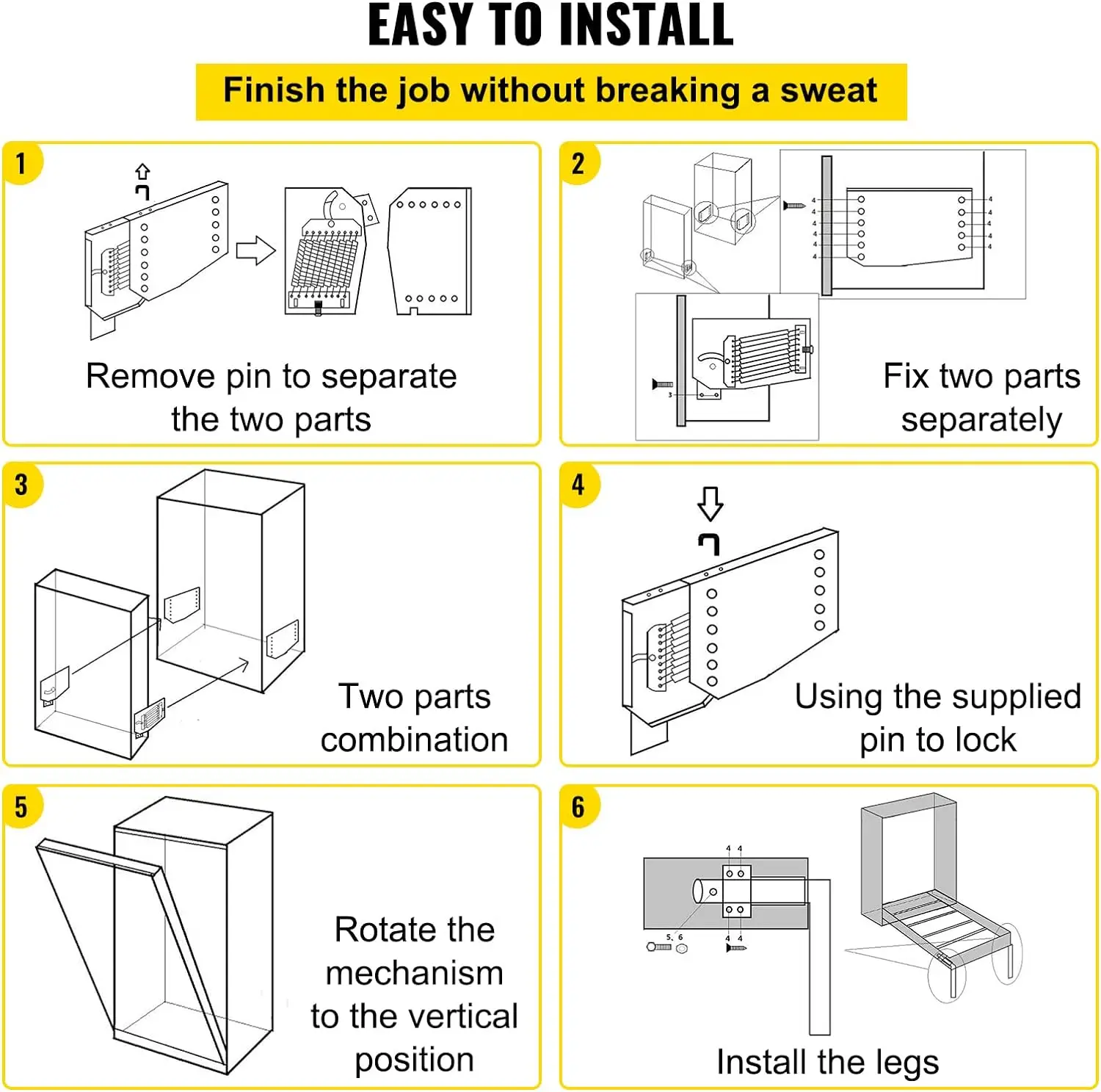 Imagem -04 - Hardware Kit para Dobrar Pernas Dobrar Pernas Mecanismo de Elevação Vertical Serviço Pesado Faça Você Mesmo Conjunto Molas