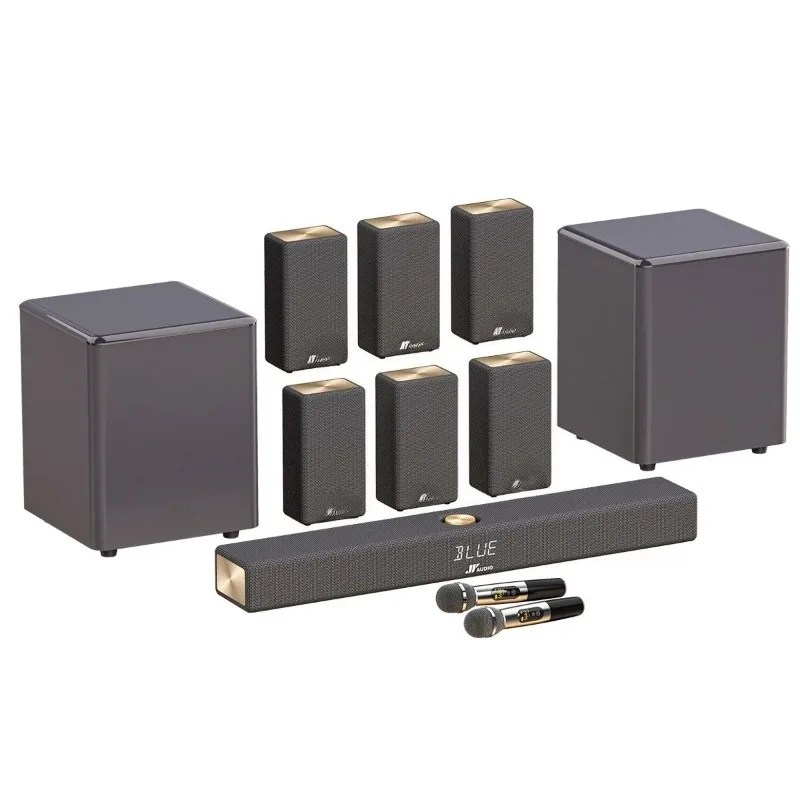 Soundbar with Wireless Subwoofer, 6 Surround Speakers, 680W, Home  with ARC, Optical, AUX, USB, Coaxial, 2x8 