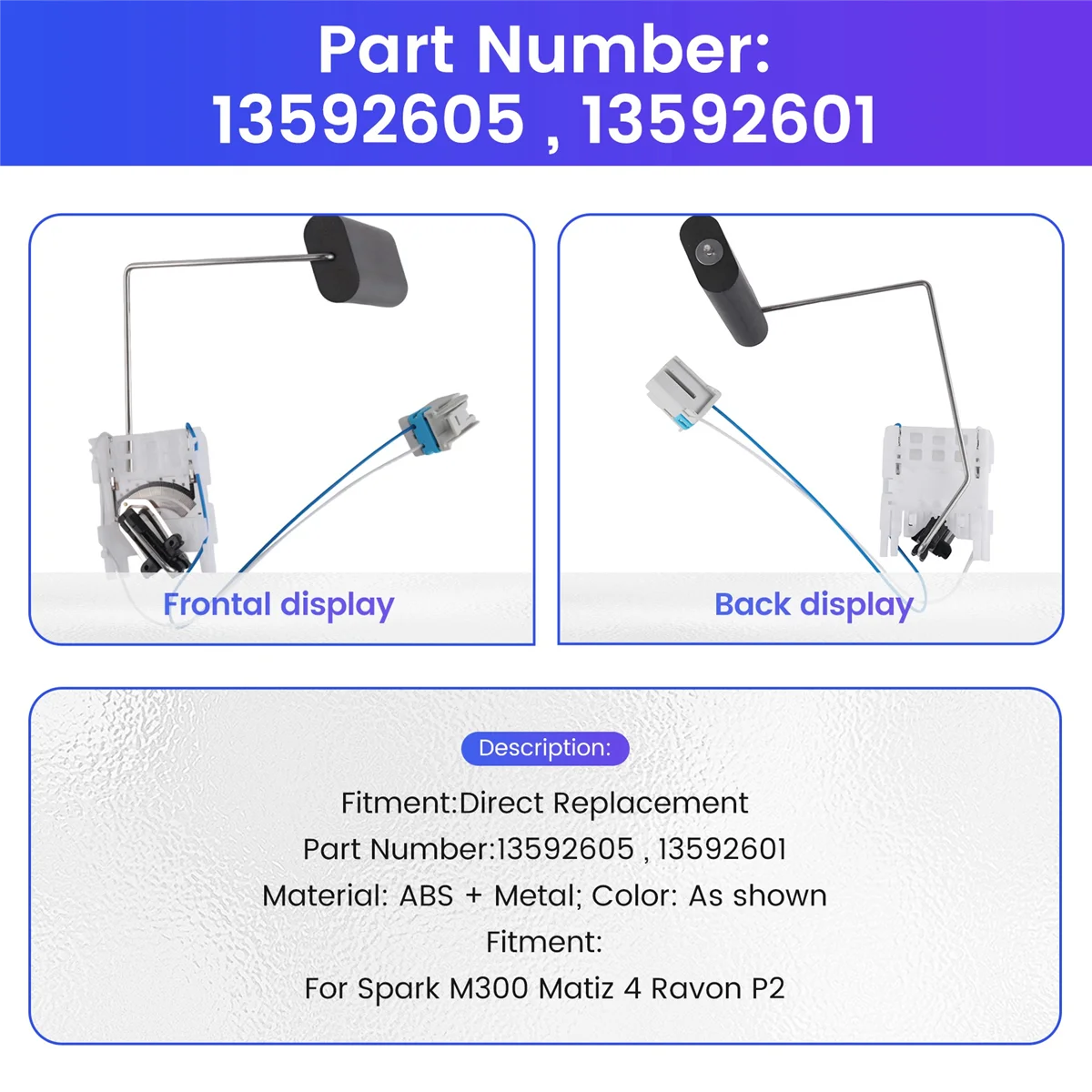 #11H Fuel Level Sensor Gauge Sending Unit 13592605 13592601 for Chevrolet,Fuel Level Sensor For Spark M300,(ABS + Metal)
