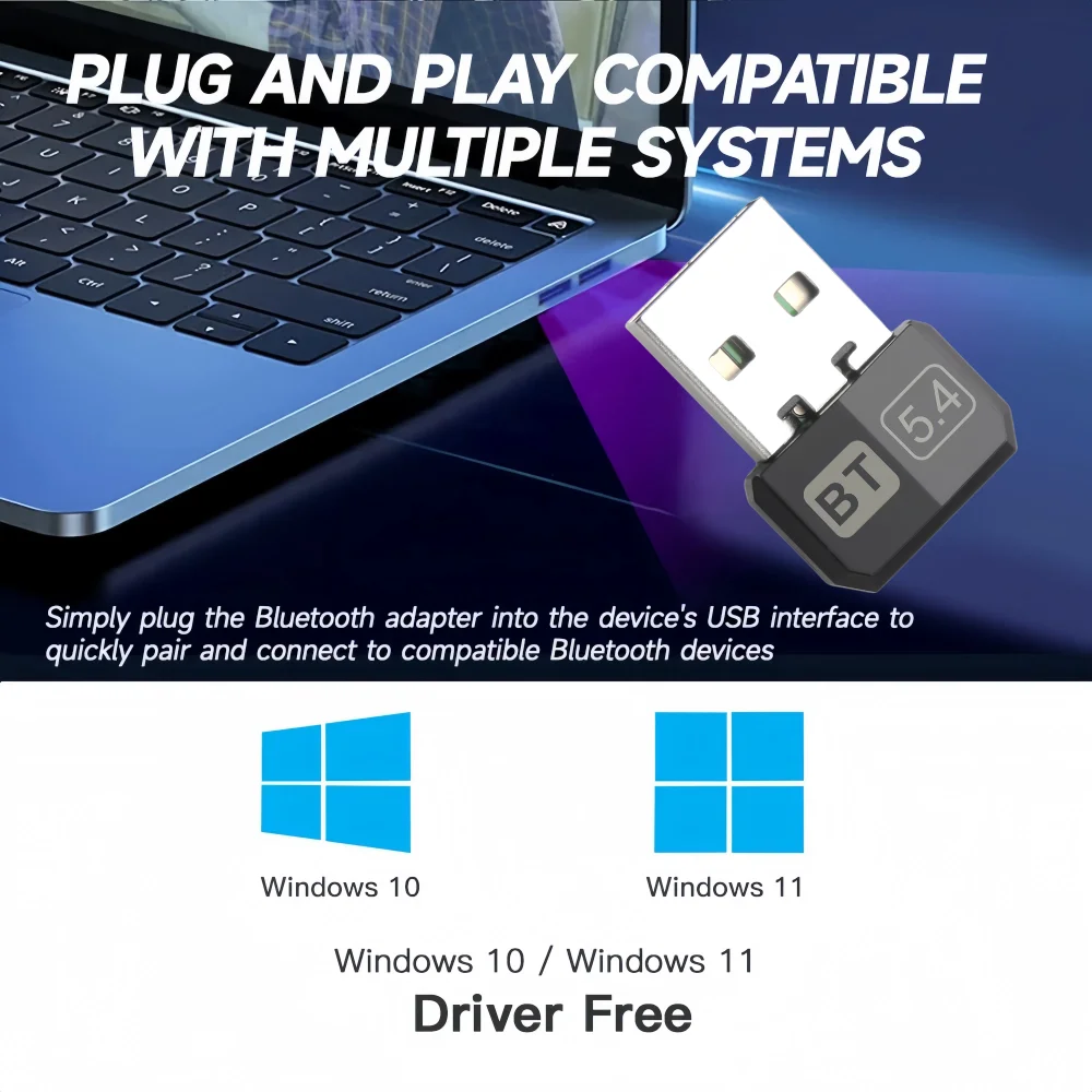 USB Bluetooth 5.4 5.1 Dongle Adapter for PC Speaker Wireless Mouse Keyboard Music Audio Receiver Transmitter Drive free