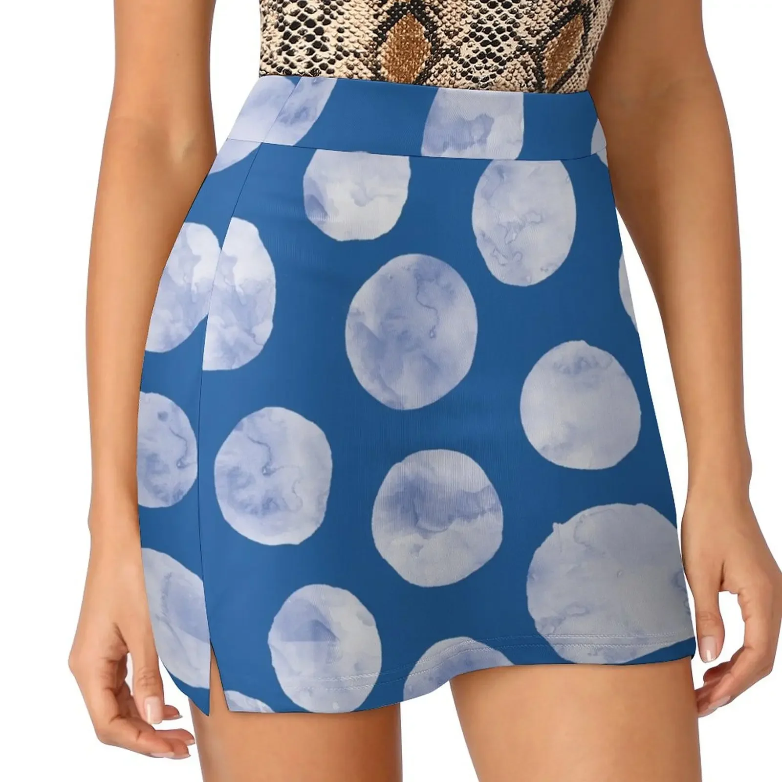 

Polka Dot | White on Blue Mini Skirt sexy skirt mini skirt for women