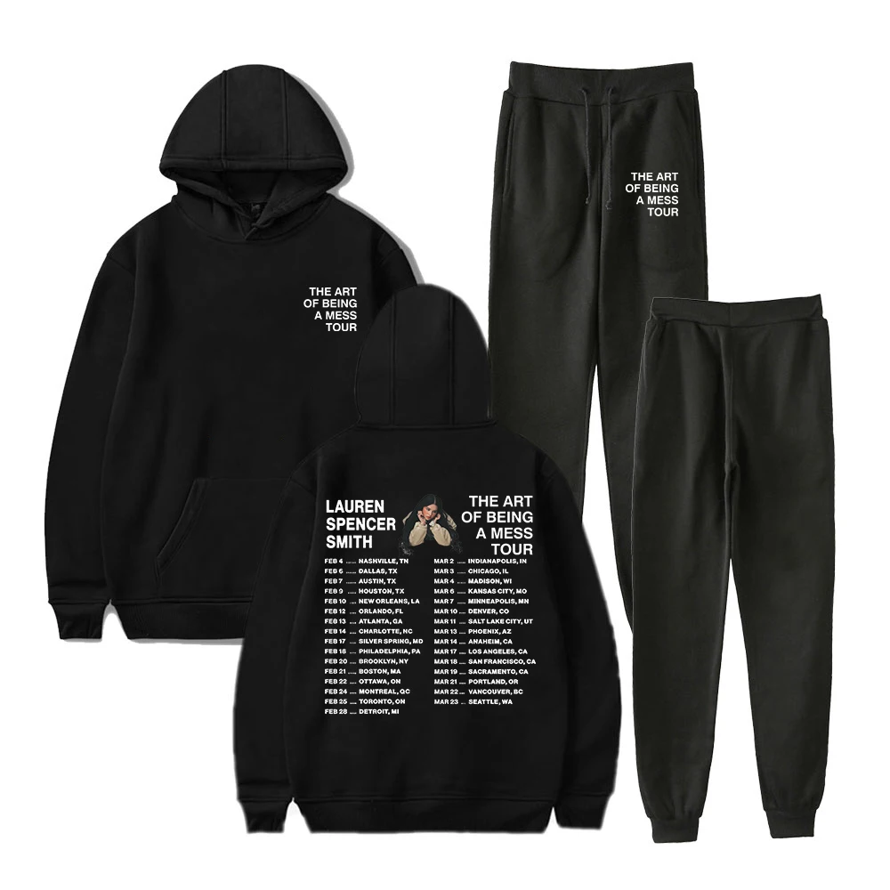 Lauren Spencer Smith The Art Of Being A Mess Tour 2026 Moletom com capuz Jogger Calças Conjunto de duas peças Moletons + Calça de moletom Conjunto mas