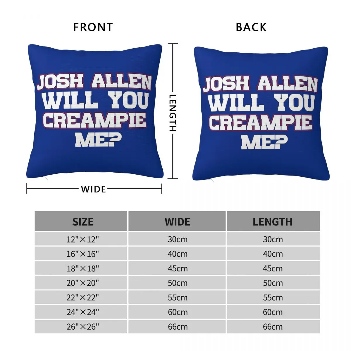 Josh Allen Will You Creampie Me Square Pillowcase Polyester Linen Velvet Pattern Decorative Throw Pillow Case Car Cushion Cover