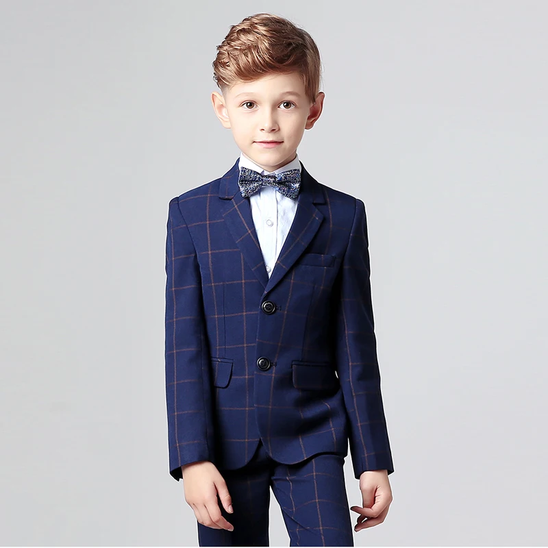 

Boy Wedding Party Performance Host Graduation Chorus Suit Set Child Plaid Jacket Pants Bowtie Clothes Kids Tuxdeo Formal Costume