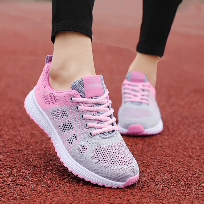 

Women Casual Shoes Fashion Breathable Walking Mesh FlatShoesSneakers White Female Footwear