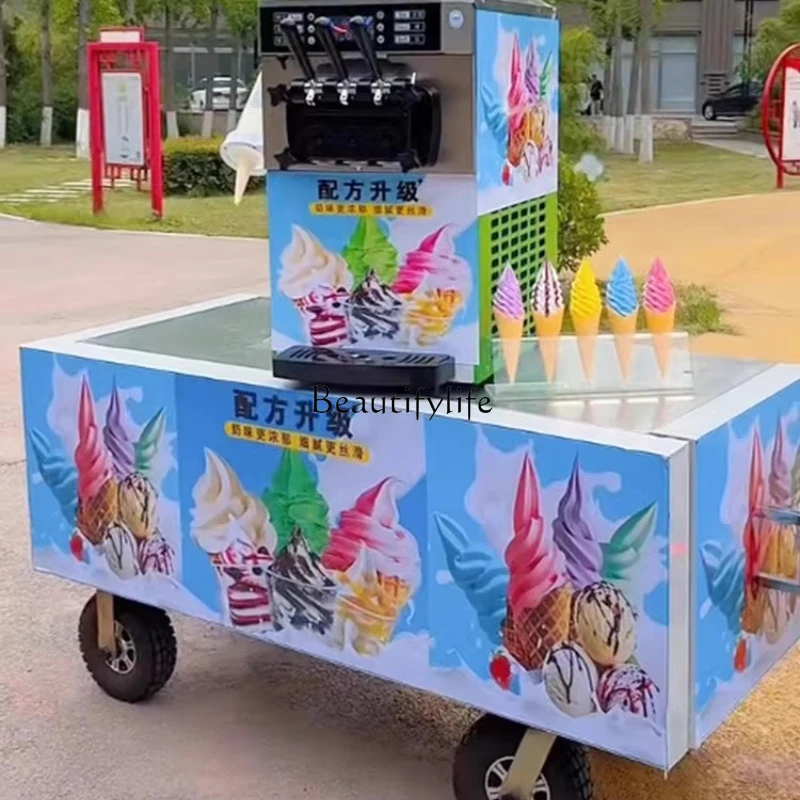 02 Electric Flow Automatic Ice Cream Machine Vertical Soft Ice Cream Cone Machine Commercial Sundae Stall Equipment