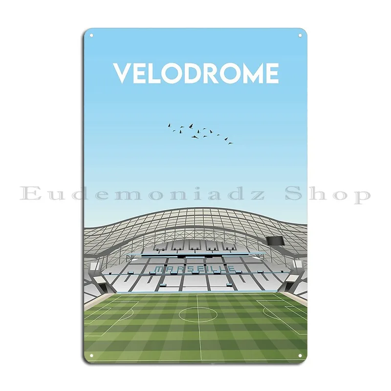 Stade Velodrome Illustration Metal Plaque Poster Poster Vintage Pub Design Wall Decor Tin Sign Poster