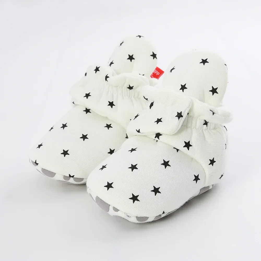 Meckior New Baby Socks Shoes Star Toddler First Walkers Booties Cotton Comfort Soft Anti-slip Warm Infant Baby Boy Girl Shoes