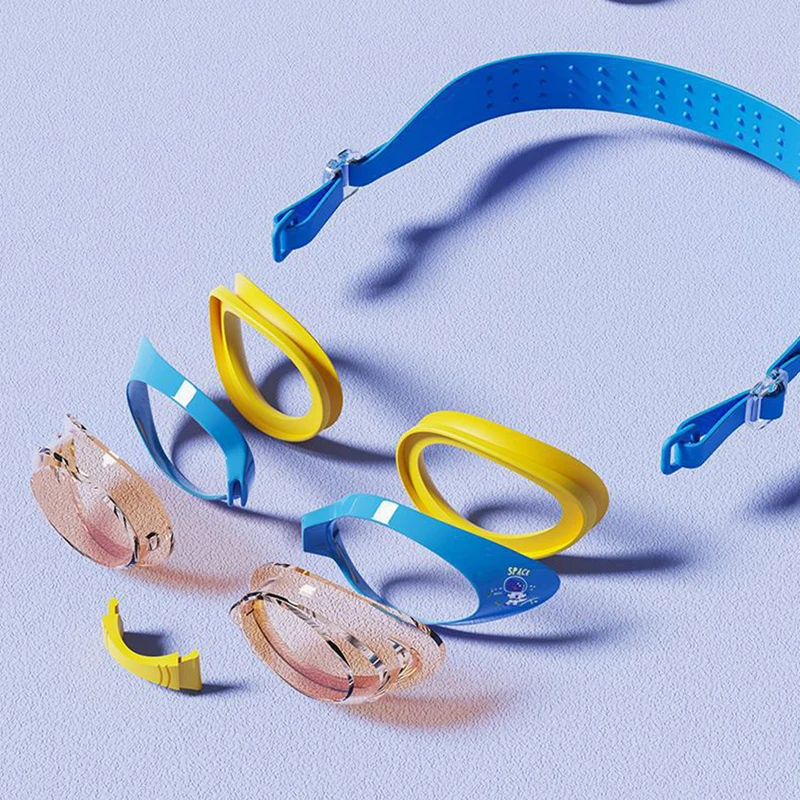 Cartoon Kids Swimming Goggles Swim Cap Set Boys Girls Silicone For Children Swim Eyewear Pool Waterproof Anti Fog Glasses
