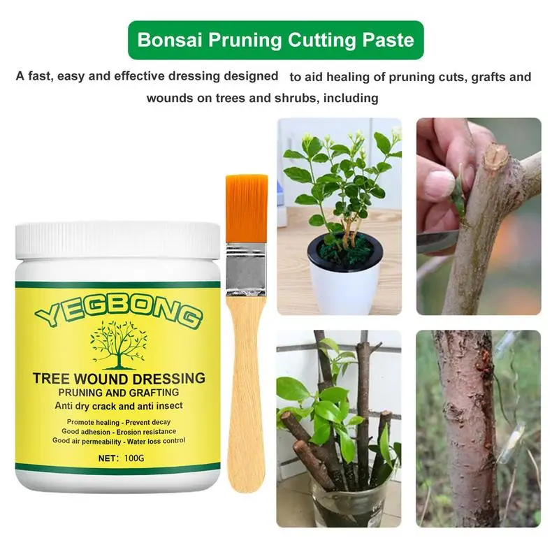 Tree Grafting Paste Big Tree Wound Healing Agent Plant Tree Wound Healing Sealant With Brush Healing Agent Plant Heal Paste