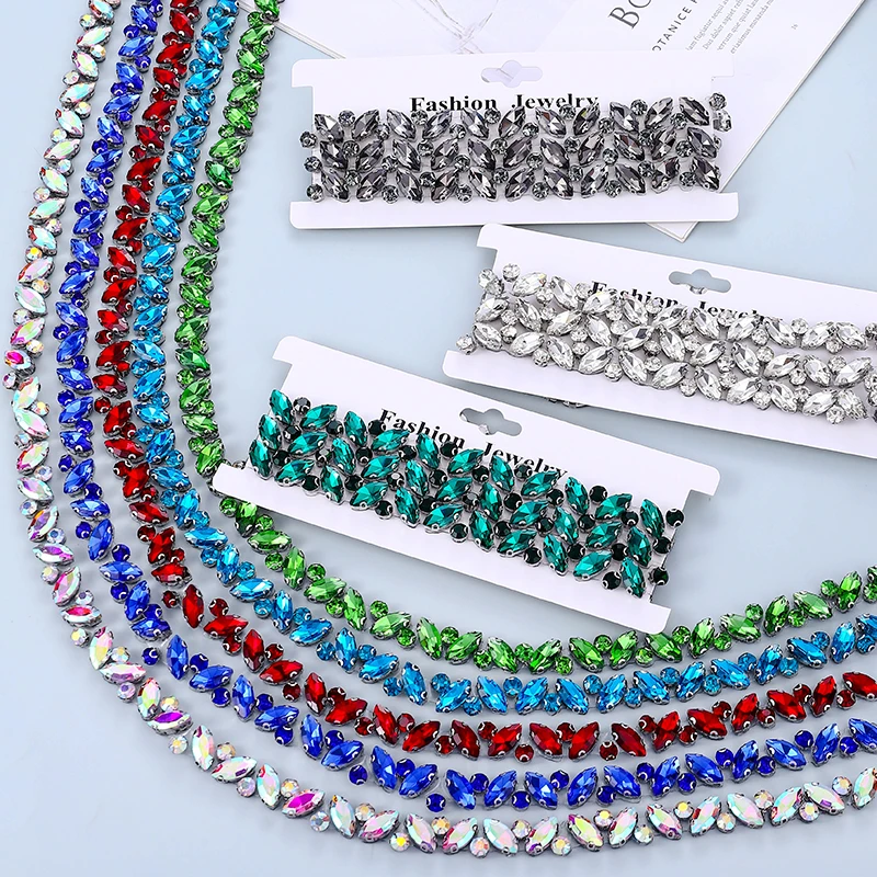 QIAO 1 Yard 8-Farben-Kristall-Strassband zum Aufbügeln für DIY-Reparaturen von Kleidern, Schuhen, Taschen und Accessoires, glänzende Strasssteine – Detail 2