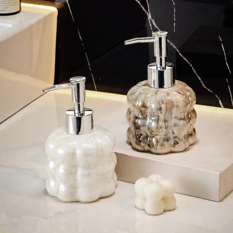 Nordic Ceramic Marble Pattern Pressing Bottle Lotion Bottle Hotel Home Bathroom Shampoo Hand Sanitizer Body Wash Decoration