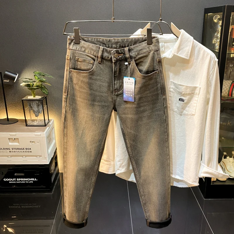 

Универсальные высококачественные модные европейские товары, джинсы, мужские осенние 20225, новый стиль, эластичные повседневные длинные брюки