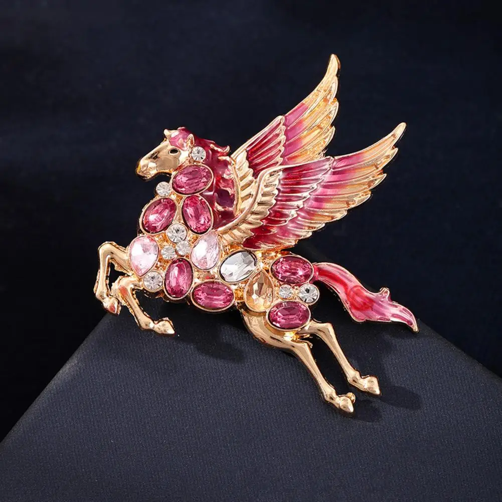 Pegasus Pin Colorful Horse Brooch with Shiny Rhinestones Enamel Wings Versatile Lapel Pin for Jackets Sweaters Bags Gifts Horse