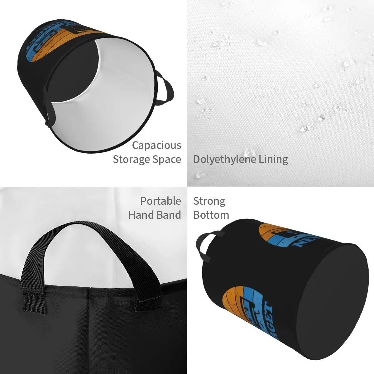 Laundry Collector Never Forget -Floppy Disk Cassette VHS Tape Foldable Laundry Basket Home Organizer Children Washing Basket