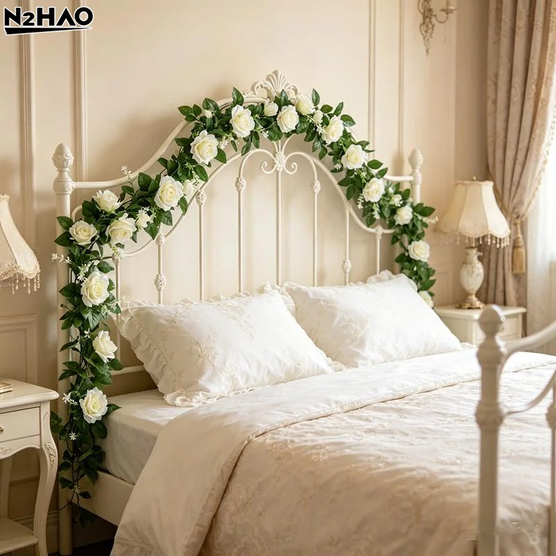 1Pcs Plastic 2.2M Artificial White Flower Fake Hanging Fake Vine Plants Leaves Artificials Garland Flowers Wedding Decoration