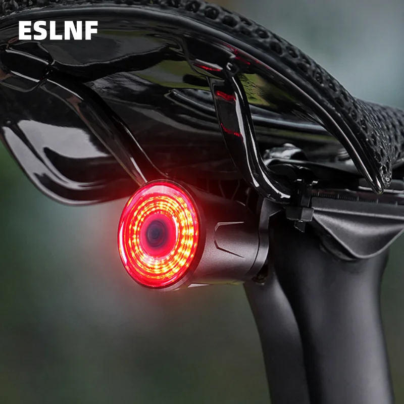ESLNF Smart Bike Tail Light Brake Waterproof USB Rechargeable LED Warning Cycling Bicycle Sensing Rear Lights