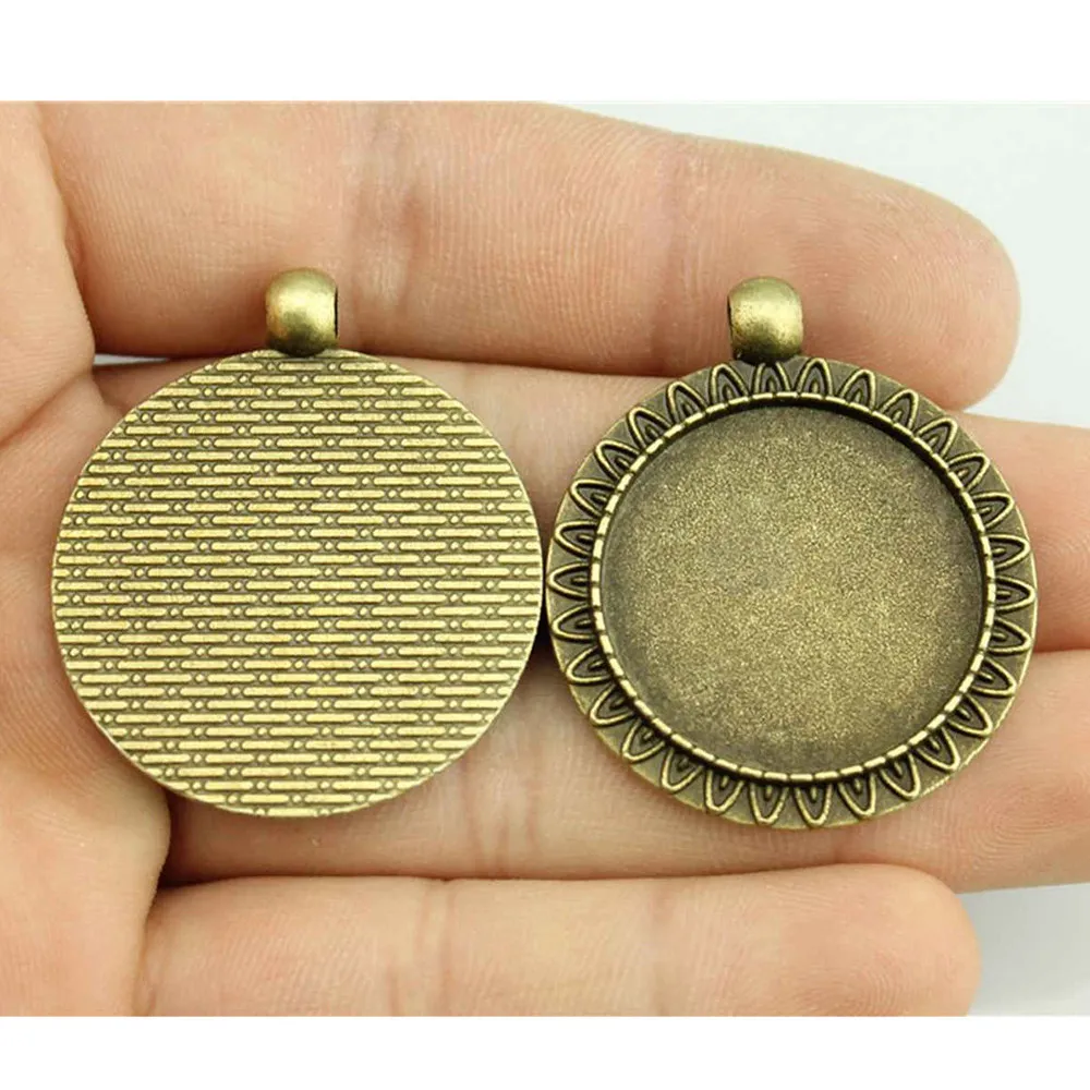 Round Glass Cabochon Base Setting Tray, Antique Bronze Color, Componentes Descobertas, Ferramentas Jóias Bonito, 25mm