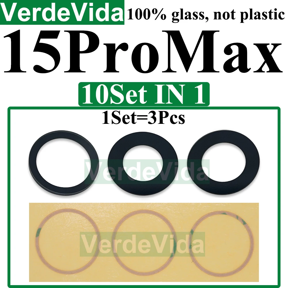 10set Rear Back Camera Glass Lens for iPhone 15 14 Plus 1113 Pro Max 12 Mini XS XR 8 7 Rear Cover Lens 3M Sticker Adhesive image 4