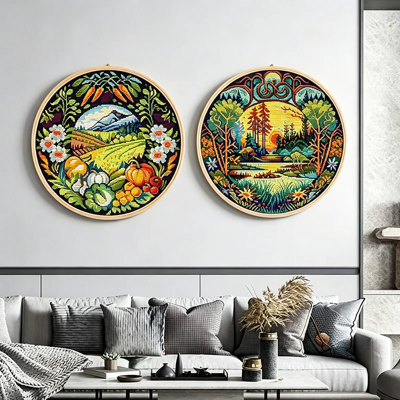 

Joy Sunday Stamped Cross Stitch Kits 11/14/16CT Handmade Embroidery Needle Sets Bountiful Harvest Painting Craft Home Decor