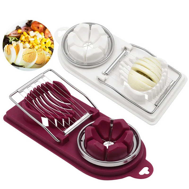 2 in 1 Egg Slicer Cutter Multifunctional Egg Cutter for Hard Boiled Eggs Fruit Vegetable Kitchen Gadget with Stainless Steel Wir