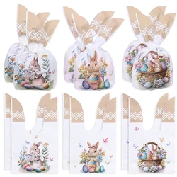 25/50pcs Easter Rabbit Ear Candy Cookies Bag Cute Bunny Eggs Gift Packaging Bag Kids Easter Birthday Party Favors Decor Supplies