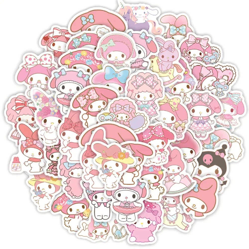 40 قطعة من ملصقات Kawaii My Melody Anime ملصقات الكمبيوتر المحمول والجيتار والدراجات النارية والهاتف والأمتعة والسيارة ملصق كرتوني ذاتي الصنع للعب الأطفال