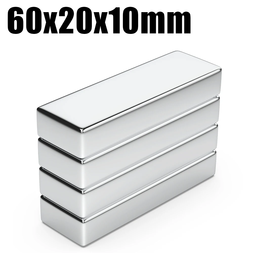 1/2/5 Pcs 60x20x10 N35 Neodymium Magnet 60mm X 20mm X 10mm NdFeB Block Super Powerful Strong Permanent Magnetic imanes