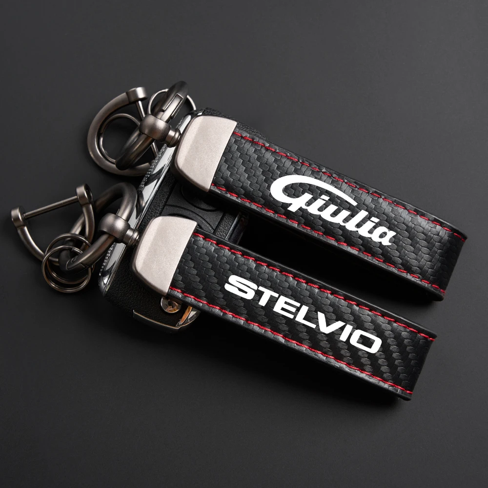 Exquisite Carbon fiber Keychain Auto custom Key Ring For Alfa Romeo 147 156 159 MITO Giulietta Giulia Stelvio Accessories