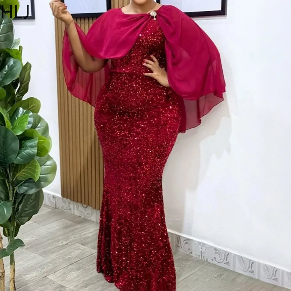 

HLJ Sexy Mesh Sequin Patchwork Bodycon Dresses Women Sparkling Irregular Sleeve Dress Female Party Clubwear Vestidos 2025 New